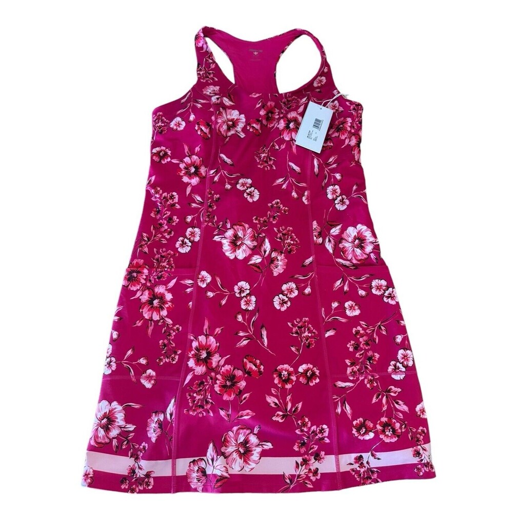 Johnny Was Misty Fall Everyday Tennis Dress L Pink Floral Print Racerback $270